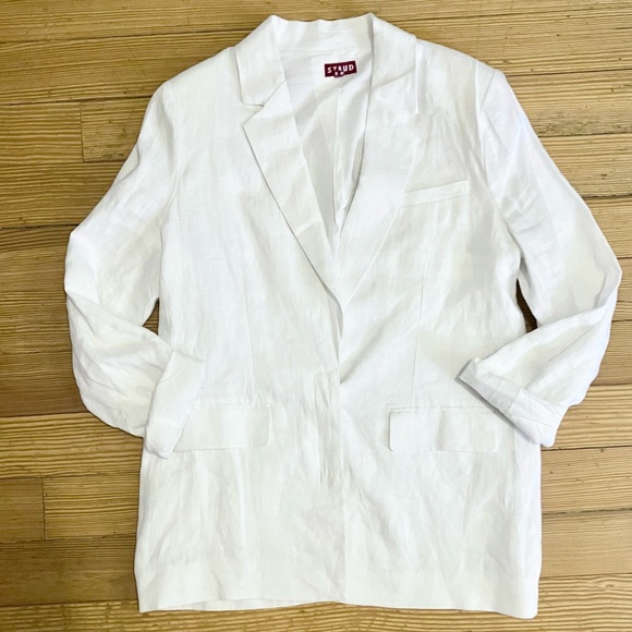 NWOT STAUD Linen Maxwell Blazer in White Sz M. - Picture 8 of 16